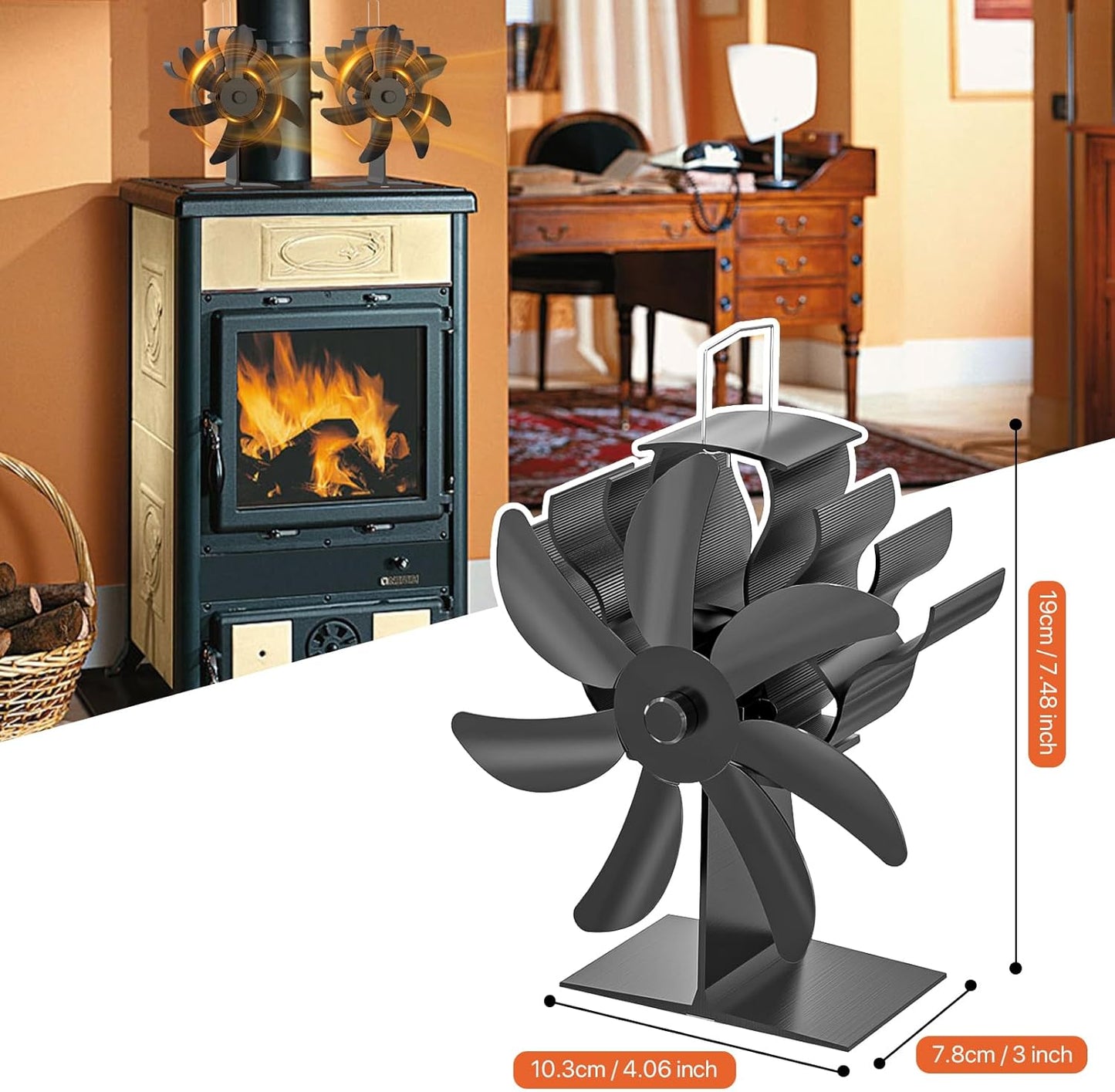 Ventilateur Poêle à Bois 7 Pales